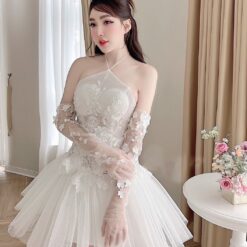 ชุดเดรส แต่งดอก สีขาว Brand HiSo 2132 Size S-M BKK