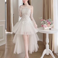 ชุดเดรส แต่งดอก สีขาว Brand HiSo 2132 Size S-M BKK