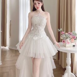 ชุดเดรส แต่งดอก สีขาว Brand HiSo 2132 Size S-M BKK