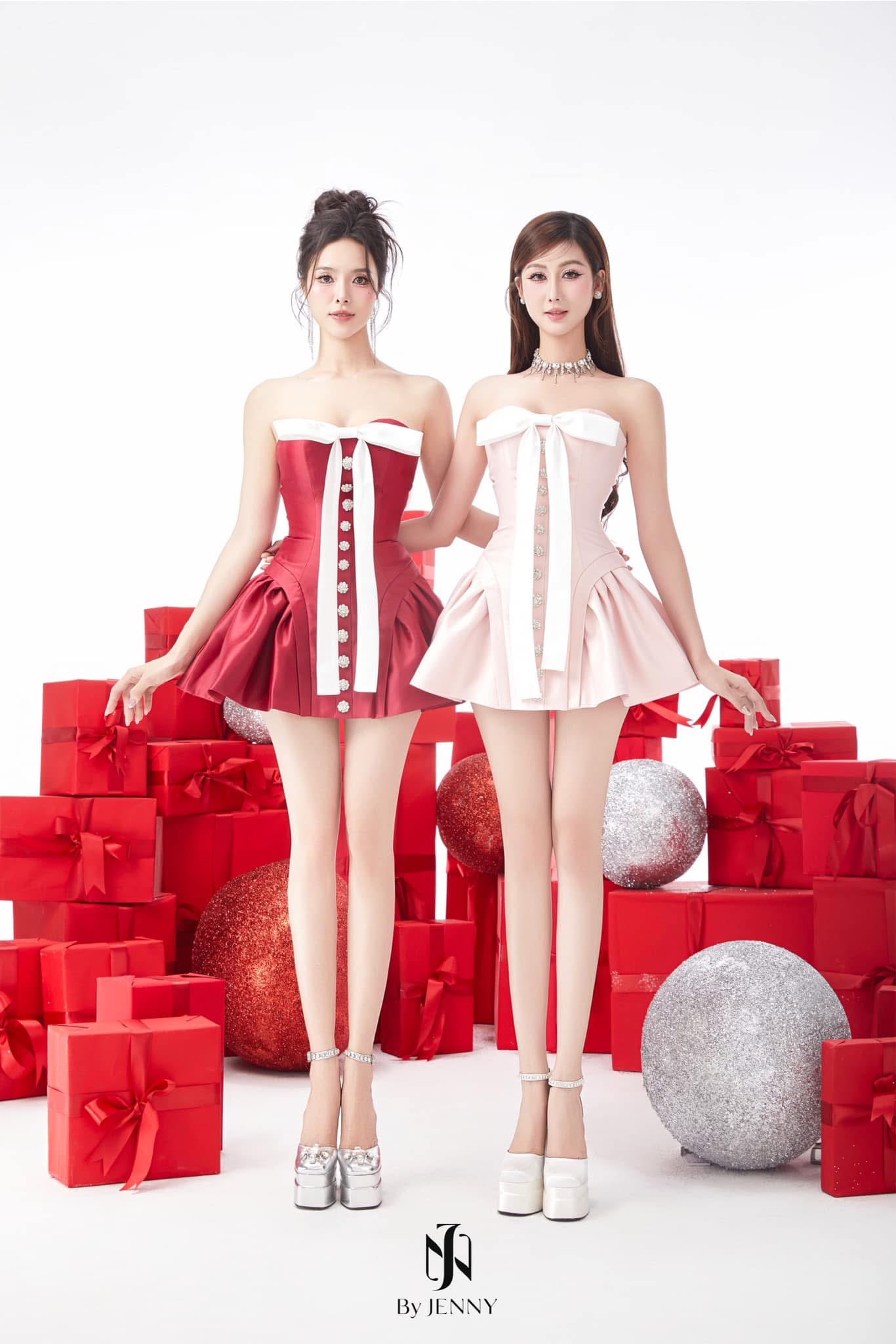 ชุดเดรส สีแดง เเต่งโบว์ BRAND BYJENNY 2134 Size S-M BKK - Image 4