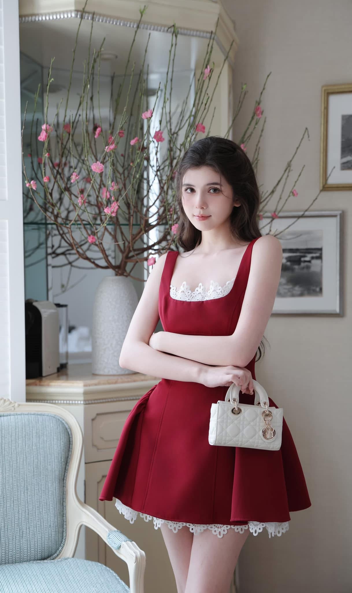 ชุดเดรส แต่งลูกไม้ สีแดง BRAND WABISABI 2148 Size S-M BKK - Image 2