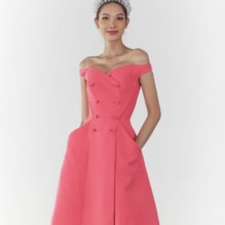 ชุดเดรส สีบานเย็น POEM 1028 Size S-M (34) BKK