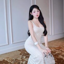 ชุดเดรส สายเดียว ขาว ครีม ZEN LULU เวียดนาม 2201 SIZE S-M BKK