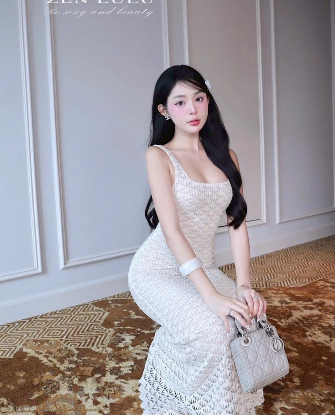 ชุดเดรส สายเดียว ขาว ครีม ZEN LULU เวียดนาม 2201 SIZE S-M BKK - Image 2