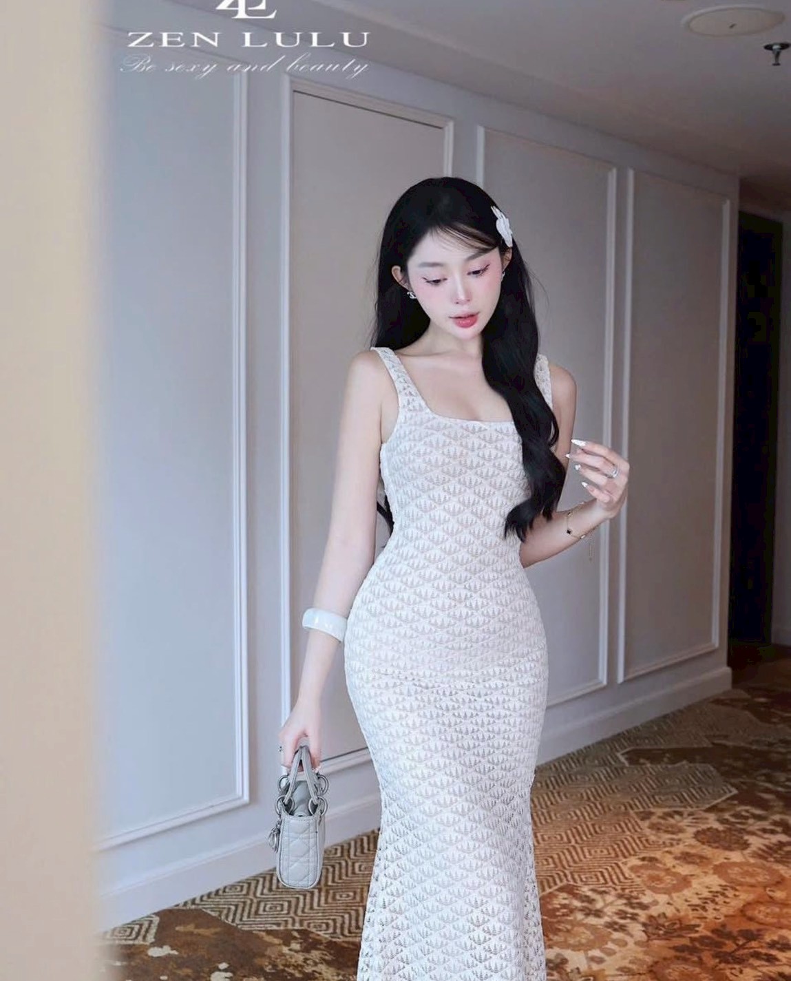 ชุดเดรส สายเดียว ขาว ครีม ZEN LULU เวียดนาม 2201 SIZE S-M BKK - Image 3