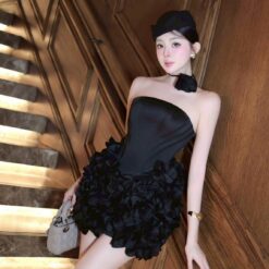 ชุดเดรส กุหลาบ ดำ ชมพู ZEN LULU 2190 SIZE S-M BKK
