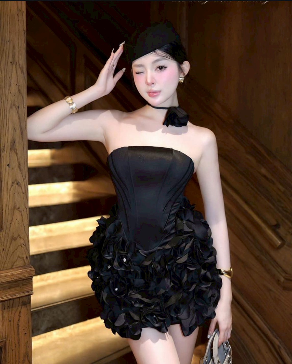 ชุดเดรส กุหลาบ ดำ ชมพู ZEN LULU 2190 SIZE S-M BKK - Image 7