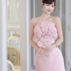ชุดเซ็ท 2 ชิ้น เกาะอก สีชมพู ดอกกุหลาบ TRANALI 4021 SIZE S-M BKK