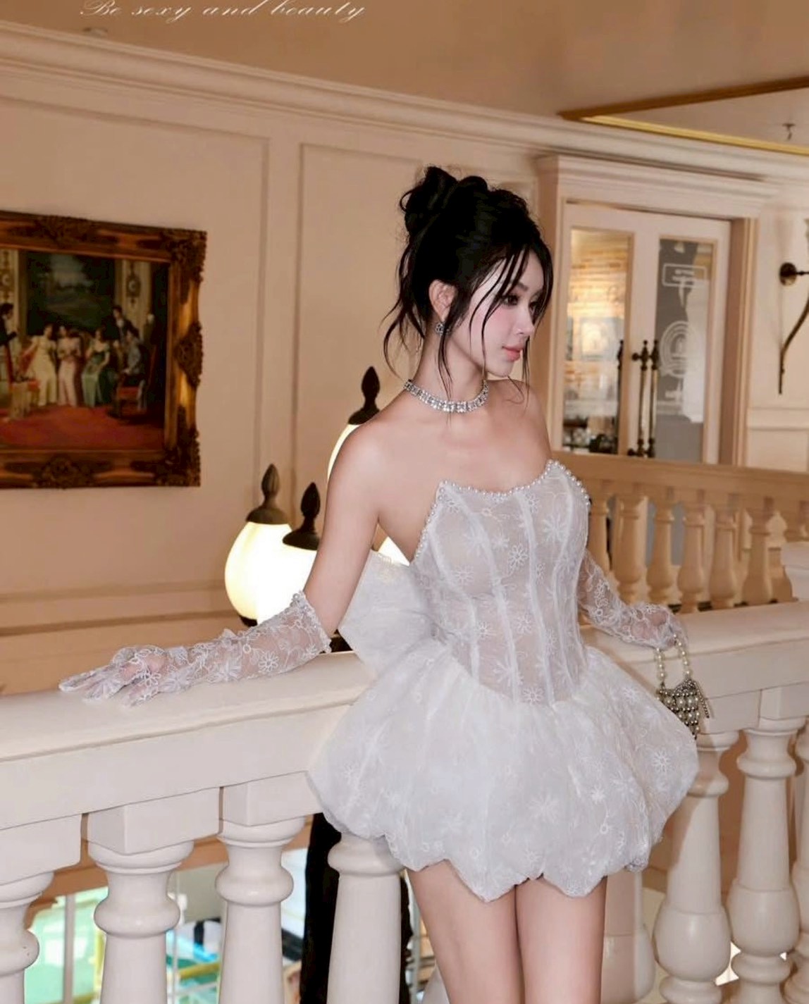 ชุดเดรส เกาะอก โบว์ สีชมพู ZEN LULU 2196 SIZE S M BKK - Image 7
