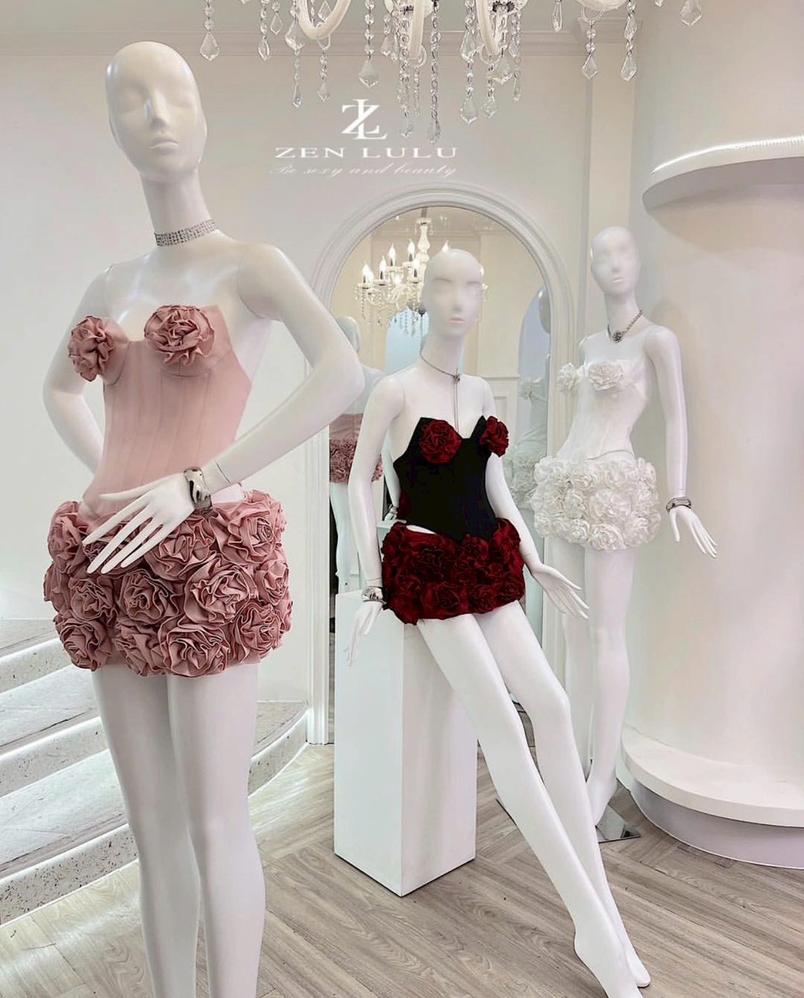 ชุดเซ็ท 2 ชิ้น กุหลาบ สีขาว สีชมพู ZEN LULU 4020 SIZE S-M BKK