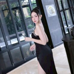 ชุดเดรส-ราตรี เกาะอก แต่งเพรช สีดำ  สีขาว  ZEN LULU 3065 SIZE S-M BKK