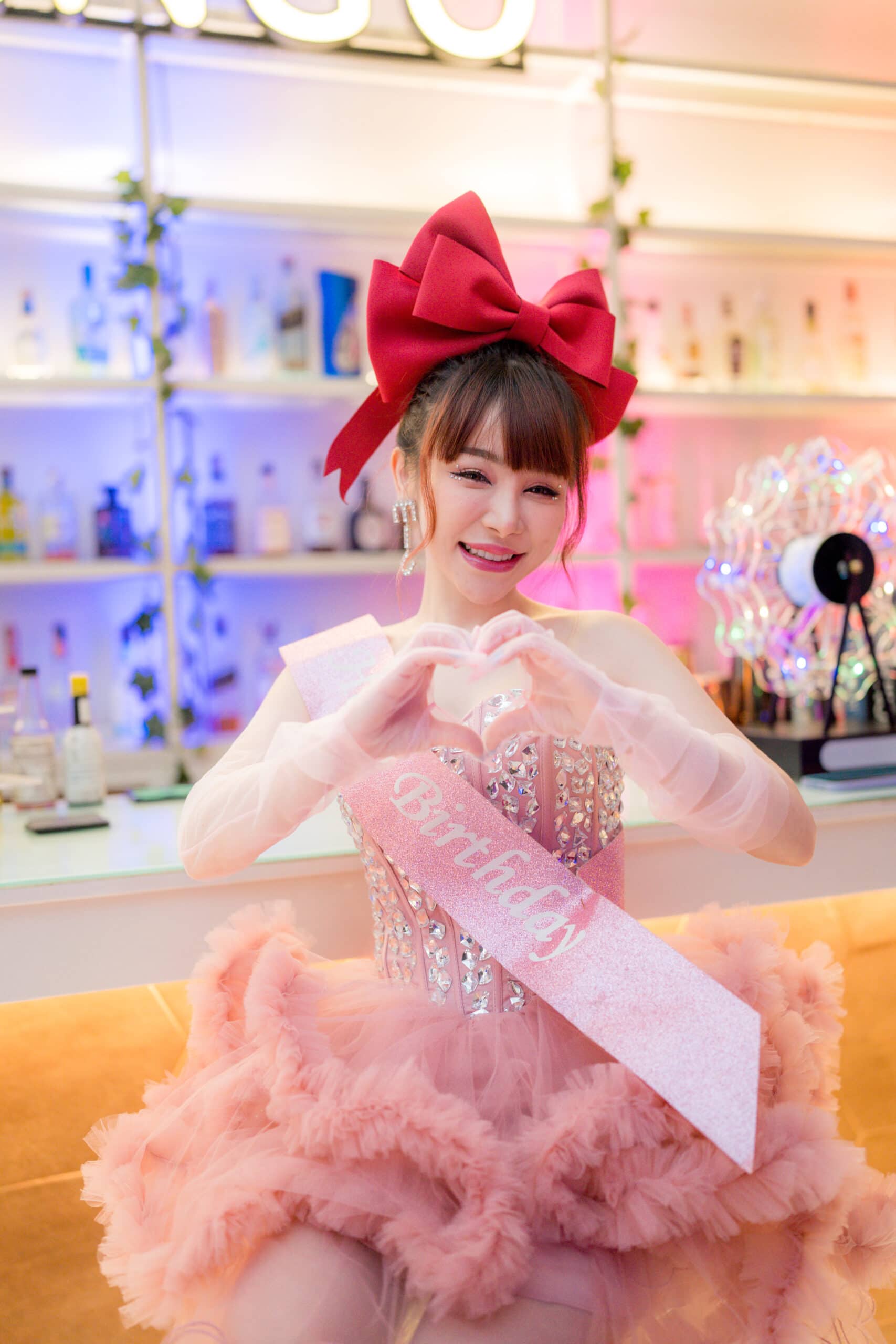ชุดเดรส ฟูฟอง แต่งเพชร สีชมพู แบรนด์แท้ นำเข้า 2174 Size S-M BKK - Image 7