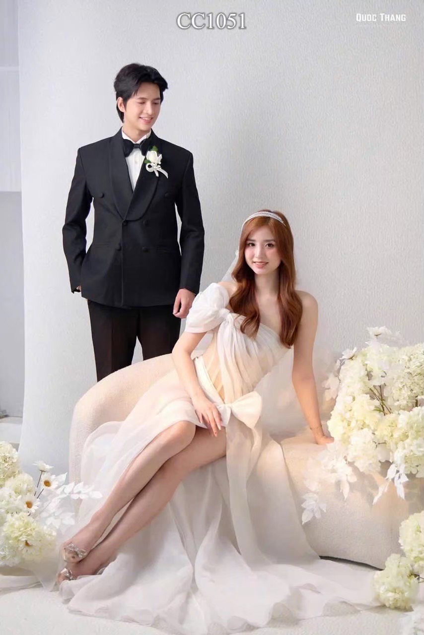 ชุดเดรส-ราตรี แต่งงาน แต่งโบว์ สีขาว Brand HiSo 3047 Size S-M BKK - Image 4