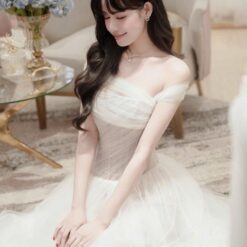 ชุดเดรส ปาดไหล่ สีขาว 3056 Brand HiSo Size FREESIZE BKK