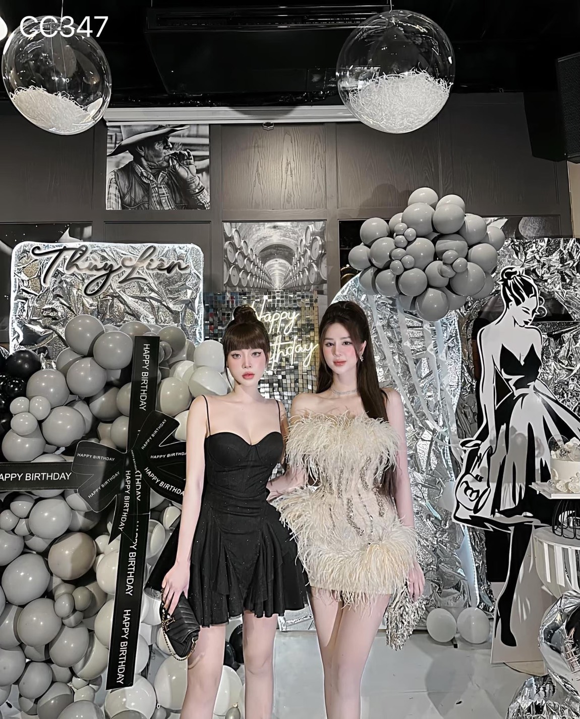 ชุดเดรส ขนนก กลิตเตอร์ สีขาว-ครีม Brand HiSo 2182 Size M-L BKK - Image 5