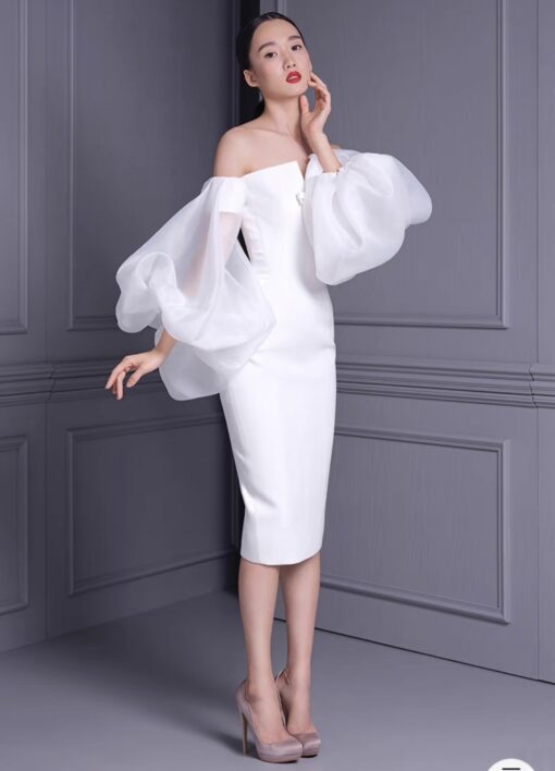 ชุดแต่งงาน ชุดเจ้าสาว สีขาว POEM 1014 Size M-L (38) BKK - Image 4