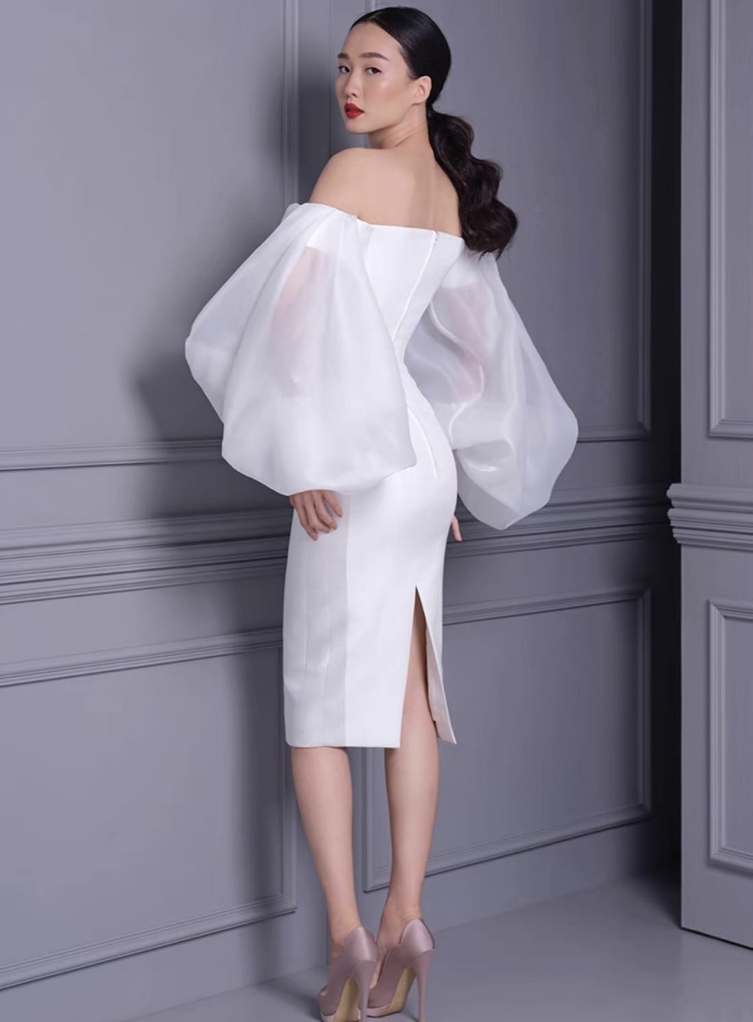 ชุดแต่งงาน ชุดเจ้าสาว สีขาว POEM 1014 Size M-L (38) BKK - Image 3