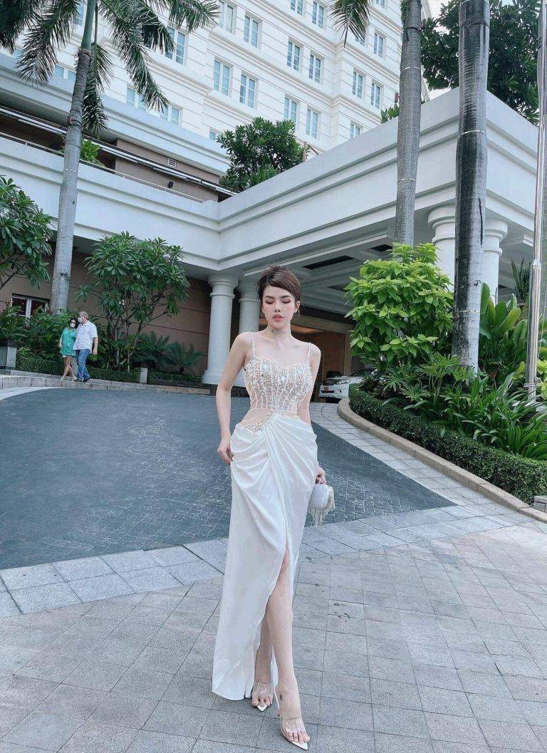ชุดเดรส แต่งมุก สีขาว Brand HiSo 3045 Size S-M BKK - Image 5