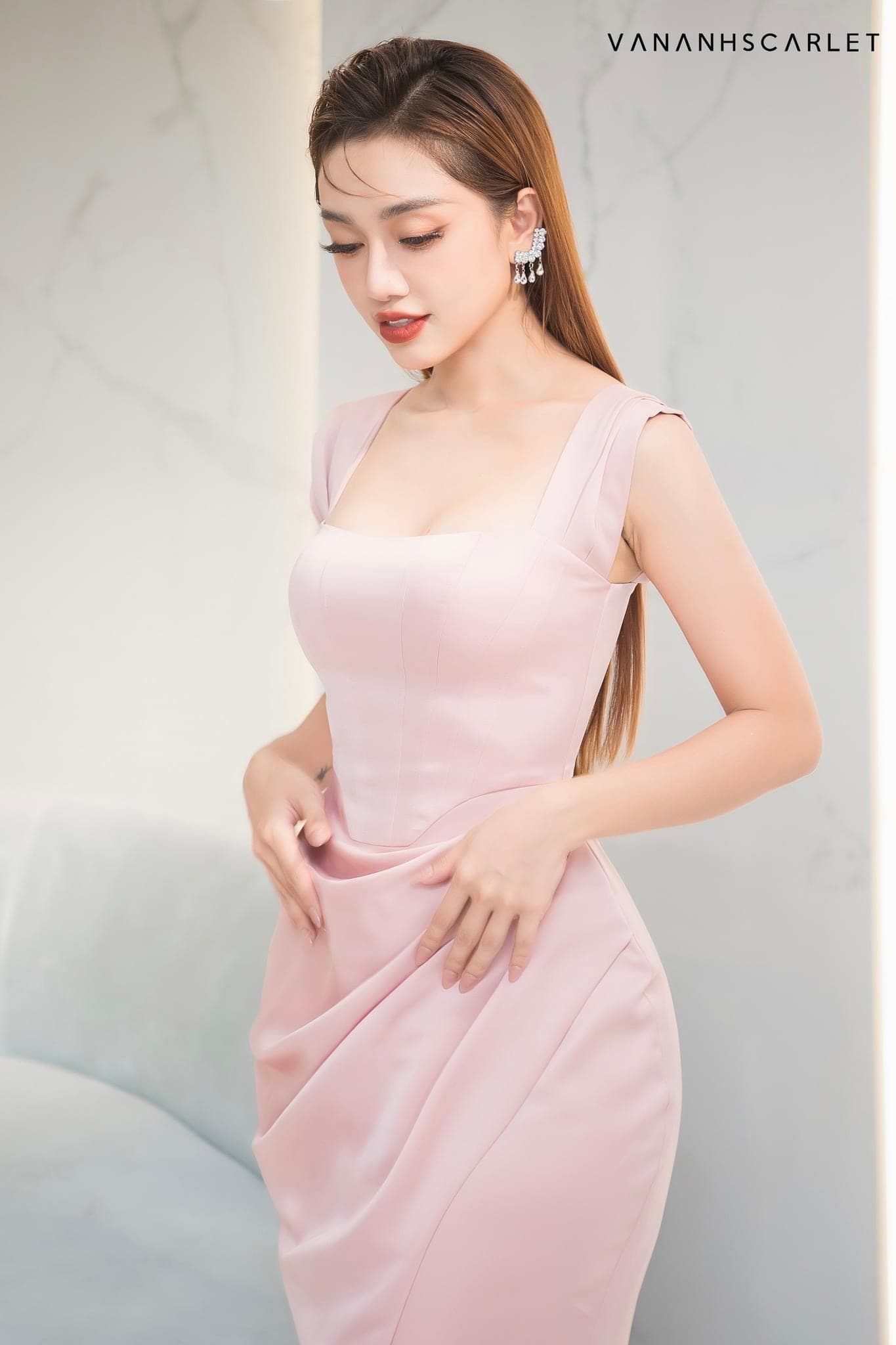 ชุดเดรส ราตรี สีชมพู VANANHSCARLET 3050 Size S-M BKK - Image 3