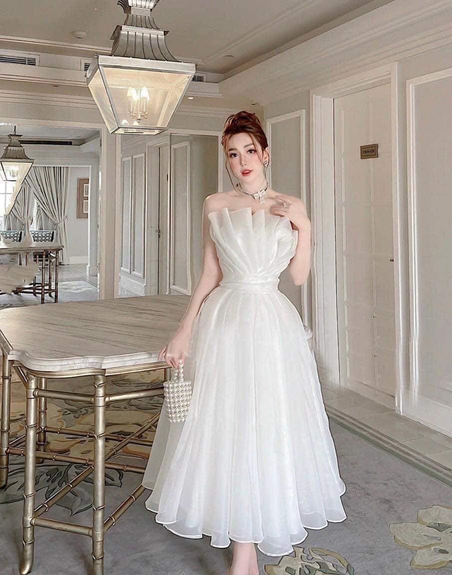 ชุดแต่งงาน ชุดเจ้าสาว เกาะอก สีขาว Brand HiSo 3044 Size S-M BKK - Image 2