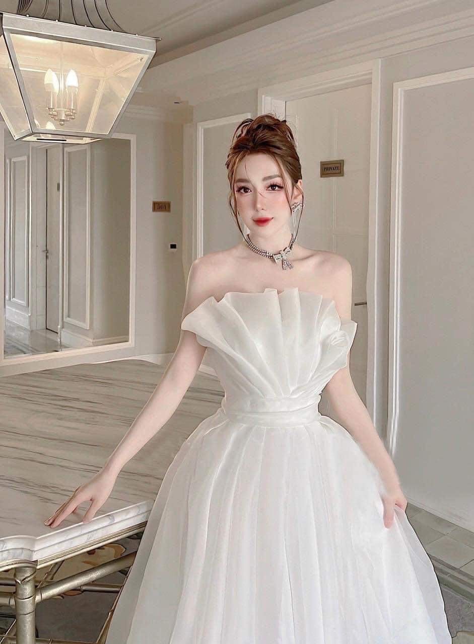 ชุดแต่งงาน ชุดเจ้าสาว เกาะอก สีขาว Brand HiSo 3044 Size S-M BKK - Image 3