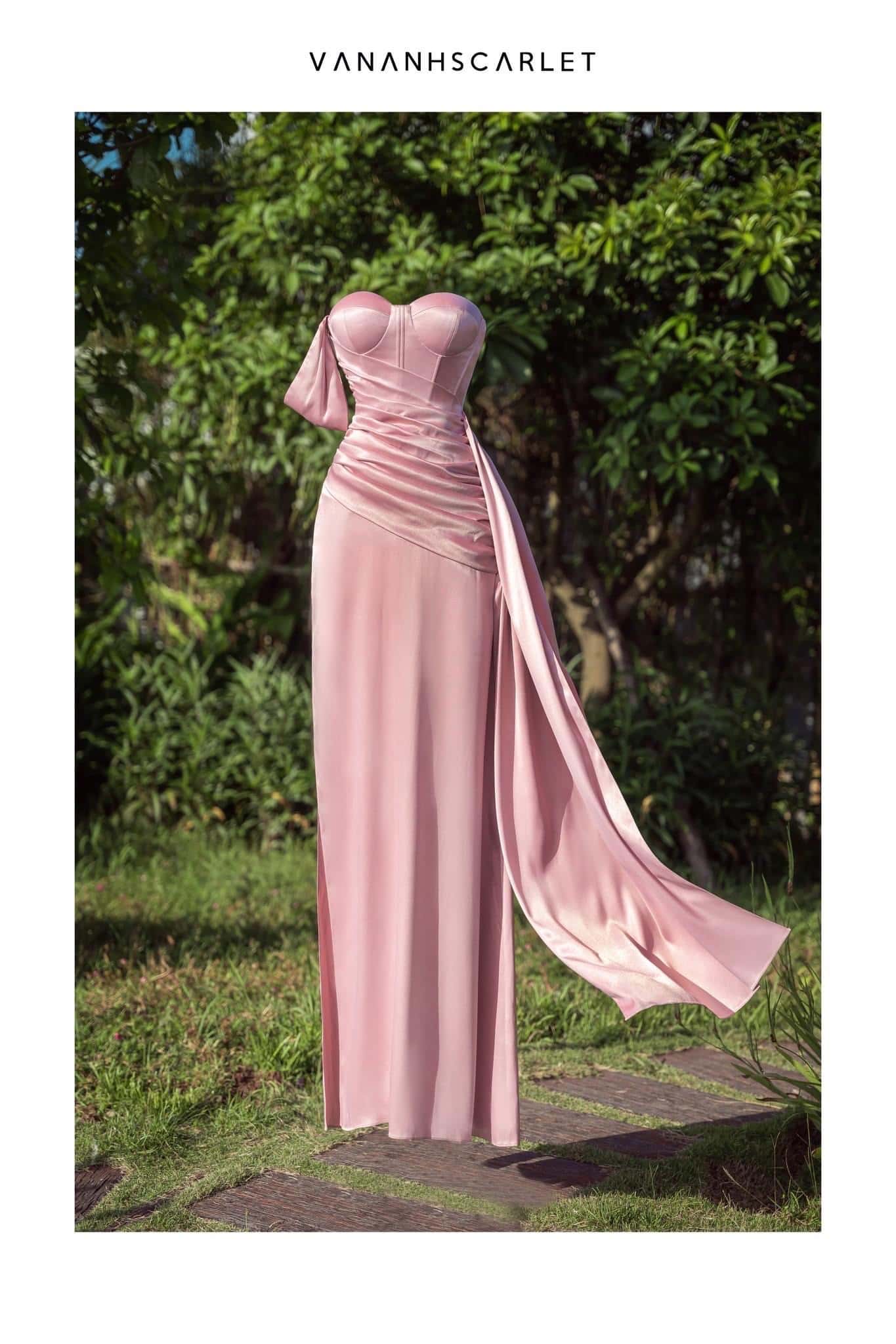 ชุดเดรส ราตรี สีชมพู VANANHSCARLET 3049 Size S-M BKK - Image 5