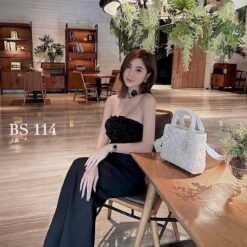 ชุดเซ็ท เกาะอกดอก สีขาว สีดำ Brand เวียดนามแท้ 4015 Size S BKK