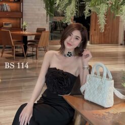 ชุดเซ็ท เกาะอกดอก สีขาว สีดำ Brand เวียดนามแท้ 4015 Size S BKK
