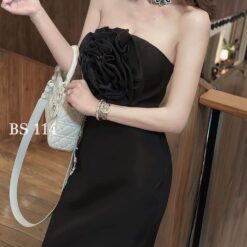 ชุดเซ็ท เกาะอกดอก สีขาว สีดำ Brand เวียดนามแท้ 4015 Size S BKK