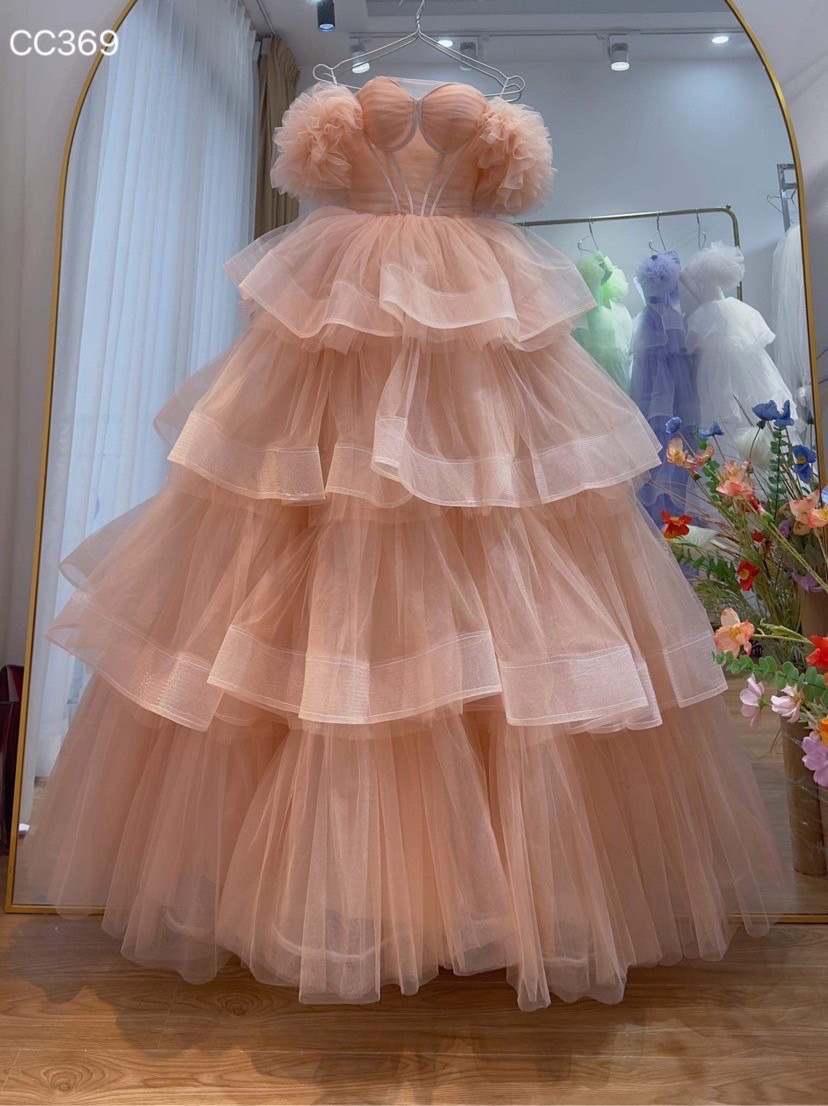 ชุดเดรส ฟู เกาะอก สีชมพู Brand HiSo 3064 Size S-M BKK - Image 5