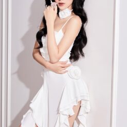 ชุดเดรส ยาว แต่งดอก สีขาว Glamdoll 3042 Size S-M BKK