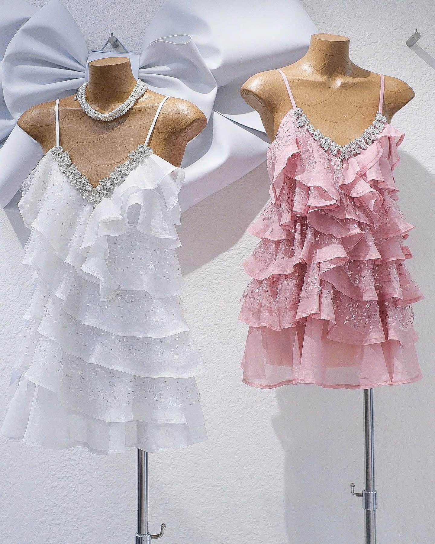 ชุดเดรส สายเดี่ยว แต่งเพชร สีขาว Brand Wabisabi 2157 Size S,M BKK - Image 4