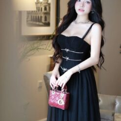 ชุดราตรี สายเดี่ยว แต่งเพชร สีดำ BRAND WABISABI 3160 Size S-M BKK