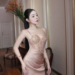 ชุดเดรส สายเดี่ยว ราตรี สีครีม - โอรส ZEN LULU 2188 Size S-M BKK