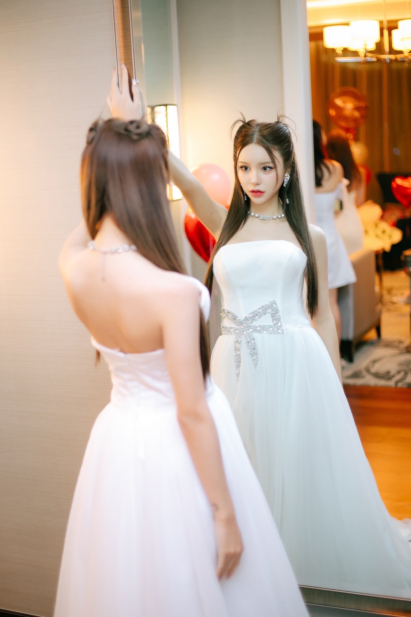ชุดแต่งงาน ชุดเจ้าสาว สีขาว โบว์เพชร Brand HiSo 3072 Size S2 BKK - Image 5