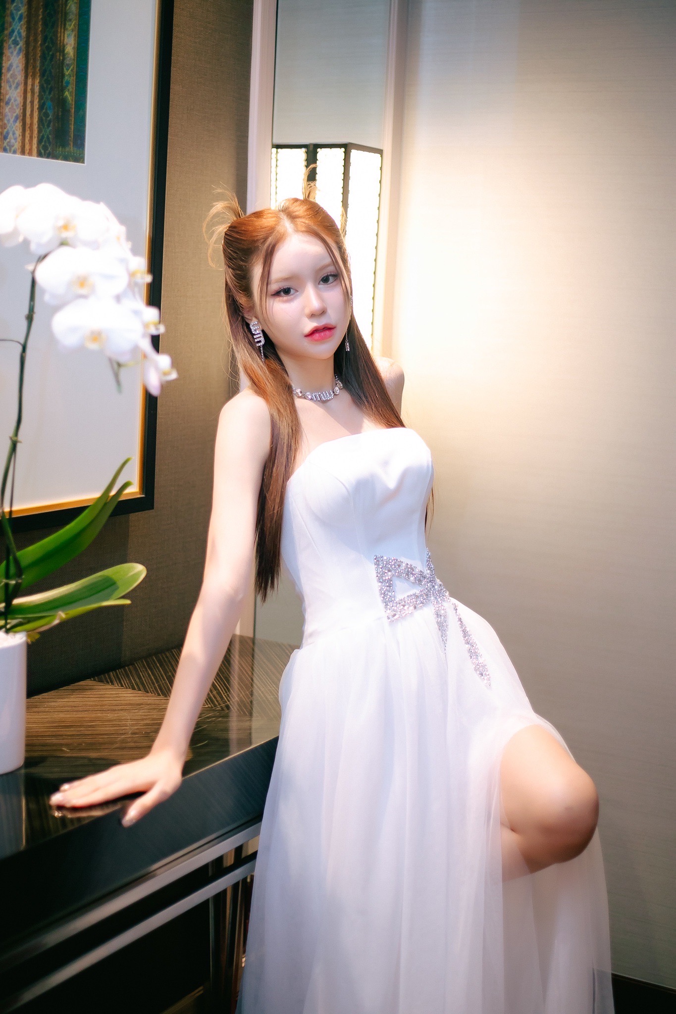 ชุดแต่งงาน ชุดเจ้าสาว สีขาว โบว์เพชร Brand HiSo 3072 Size S2 BKK - Image 6