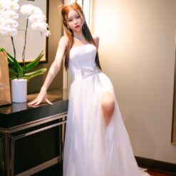 ชุดแต่งงาน ชุดเจ้าสาว สีขาว โบว์เพชร Brand HiSo 3072 Size S2 BKK