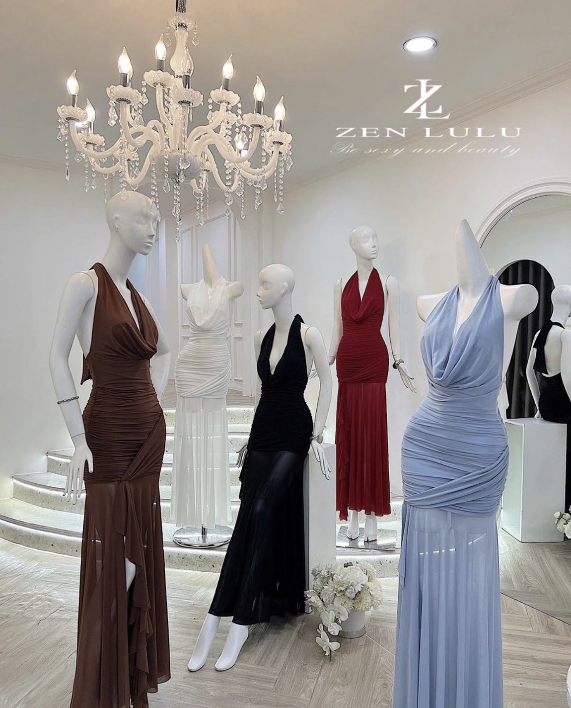 ชุดเดรส-ราตรี คล้องคอ เว้าหลัง สีดำ ZEN LULU 2226 SIZE S-M BKK - Image 8