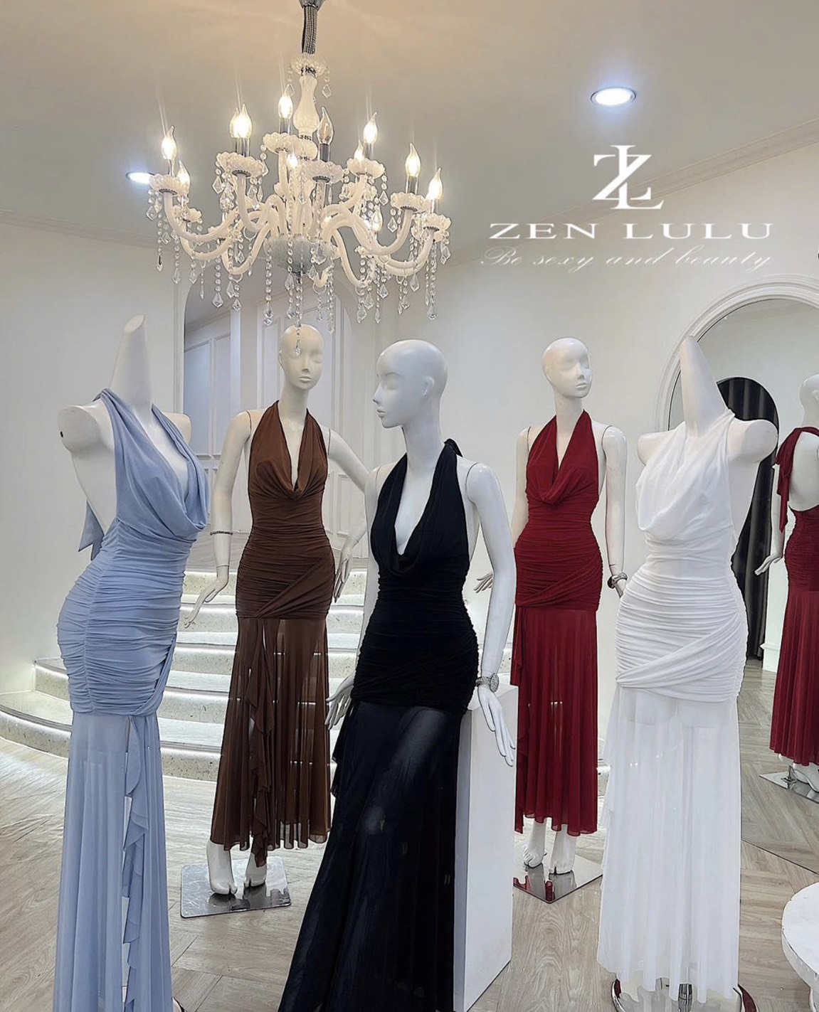 ชุดเดรส-ราตรี คล้องคอ เว้าหลัง สีดำ ZEN LULU 2226 SIZE S-M BKK - Image 7