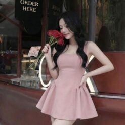 ชุดเซ็ท เสื้อ กางเกง โบว์ สีชมพู 4025 Size S BKK