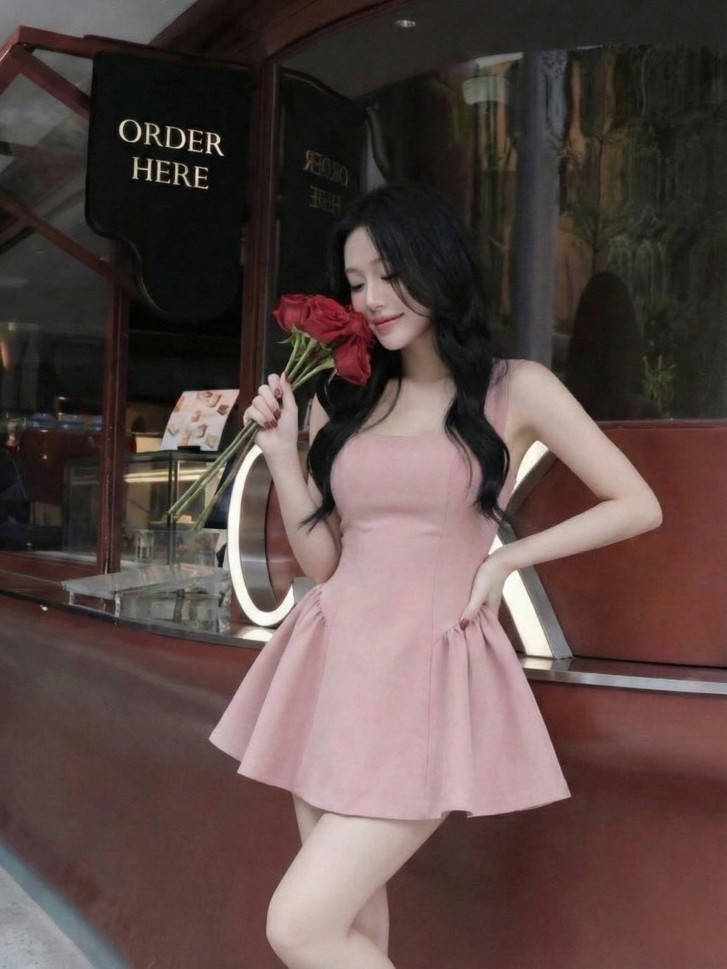 ชุดเซ็ท เสื้อ กางเกง โบว์ สีชมพู 4025 Size S BKK - Image 2