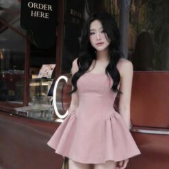 ชุดเซ็ท เสื้อ กางเกง โบว์ สีชมพู 4025 Size S BKK
