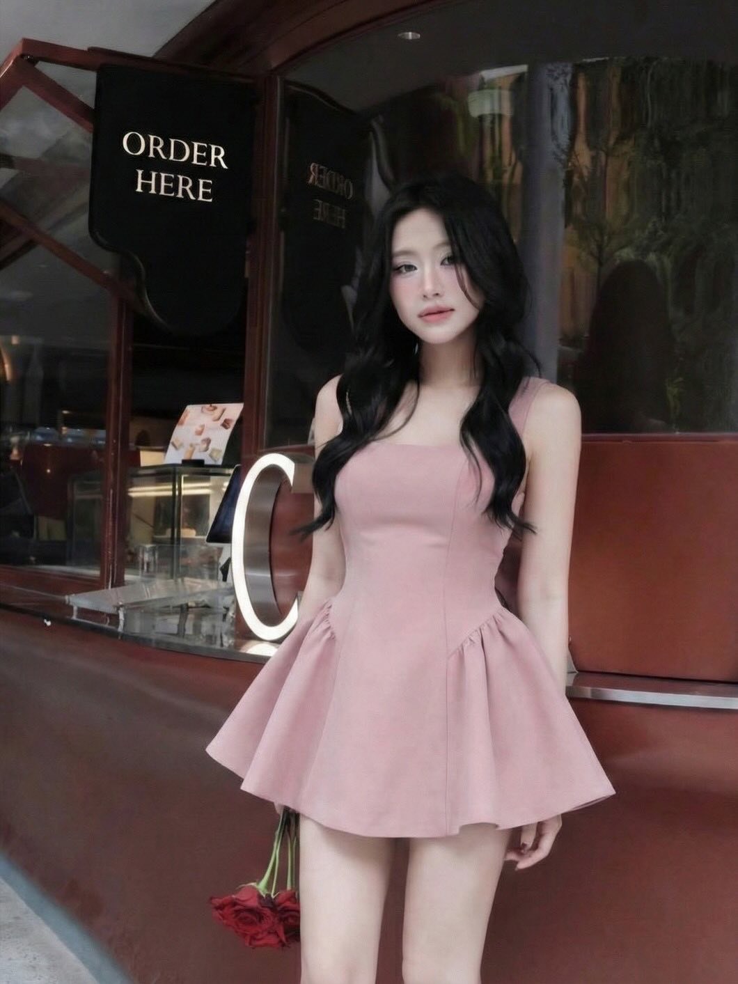 ชุดเซ็ท เสื้อ กางเกง โบว์ สีชมพู 4025 Size S BKK