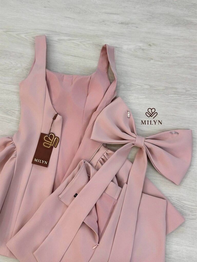 ชุดเซ็ท เสื้อ กางเกง โบว์ สีชมพู 4025 Size S BKK - Image 5