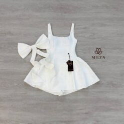 ชุดเซ็ท เสื้อ กางเกง โบว์ สีขาว 4026 Size L BKK