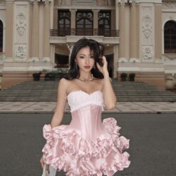 ชุดเดรส เกาะอก แต่งโบว์ สีชมพู BRAND LANE CI 2223 Size M BKK