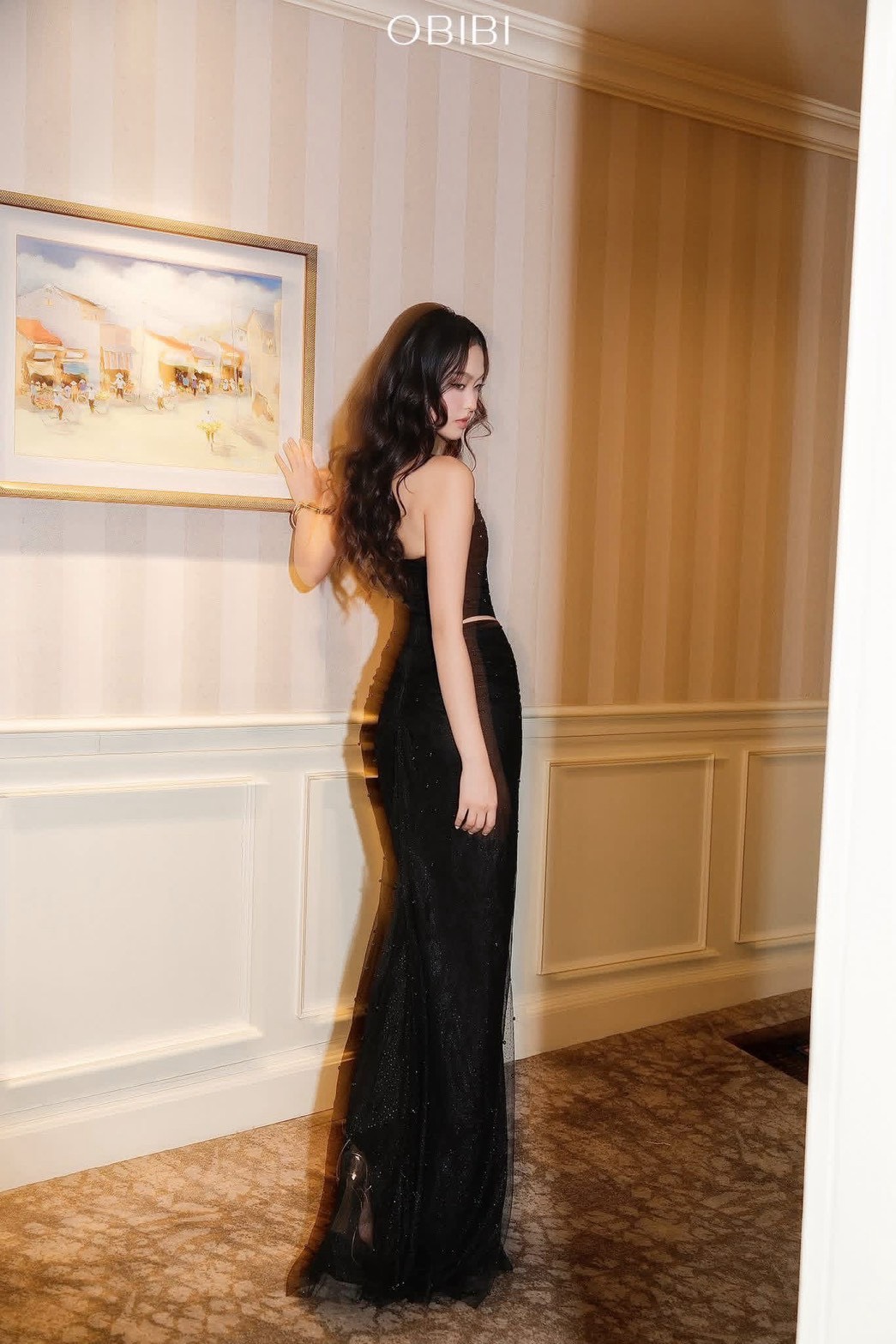 ชุดราตรียาว เกาะอกซีทรู สีดำ BRAND OBIBI 2260 BKK SIZE S - Image 5
