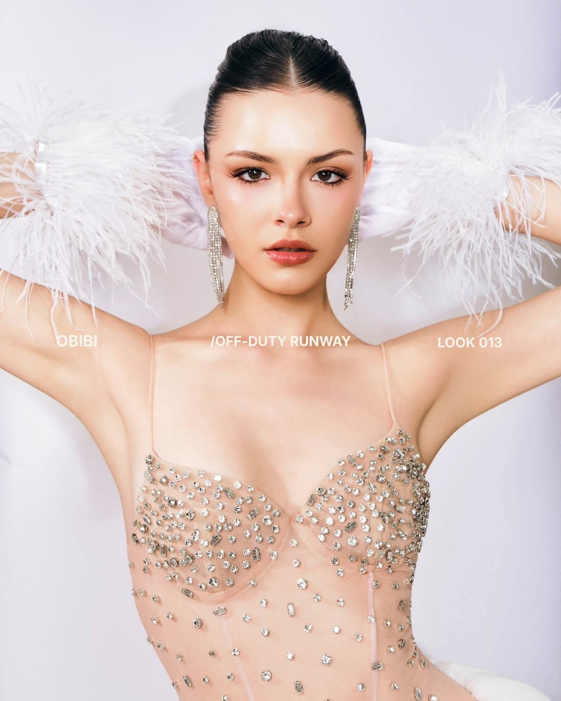 ชุดเดรส สายเดี่ยว แต่งเพรช สีขาว BRAND OBIBI 2275 BKK SIZE S-M - Image 5