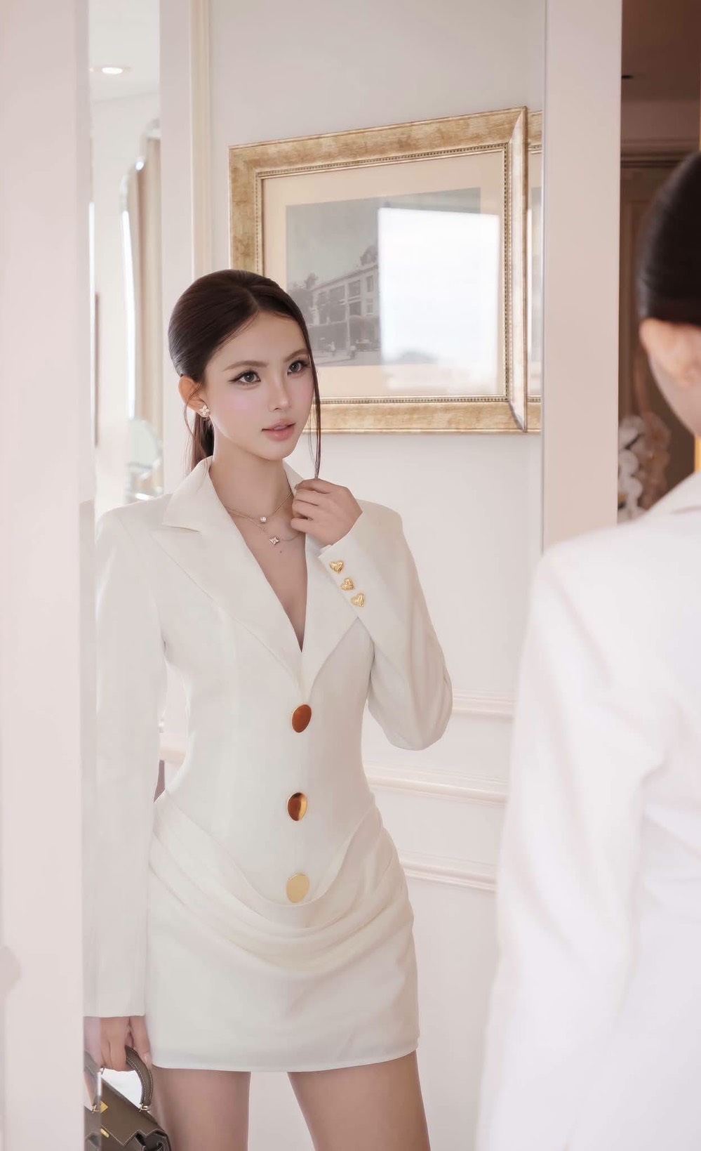 ชุดเดรส สูท สีขาว BRAND Tranali 6003 Size M - Image 3
