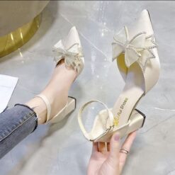 รองเท้า แต่งโบว์ สีแชมเปญ 9023 Size 38 BKK